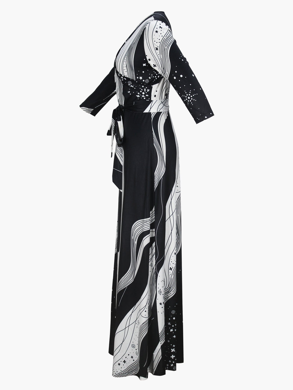 Cross-border Amazon Europe and the United States for Spring, Summer and Autumn Women's Fashion Elegant V-neck Middle Sleeve Casual Long dress