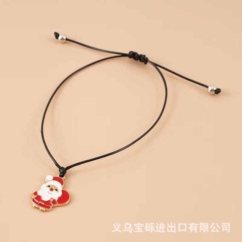 Cross-border exclusive bracelet European and American hot sale Christmas alloy Christmas series pendant adjustable hand-woven bracelet