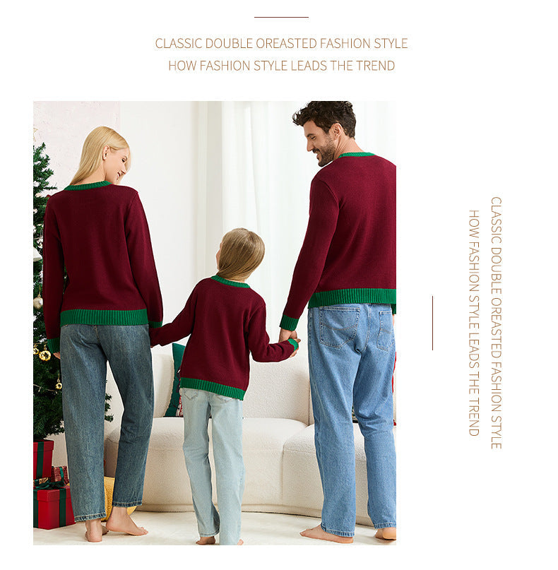 2025 New Cross-Border Hot-Selling Parent-Child Family Wear Christmas Sweater Knitwear Holiday Family Party Christmas Sweater