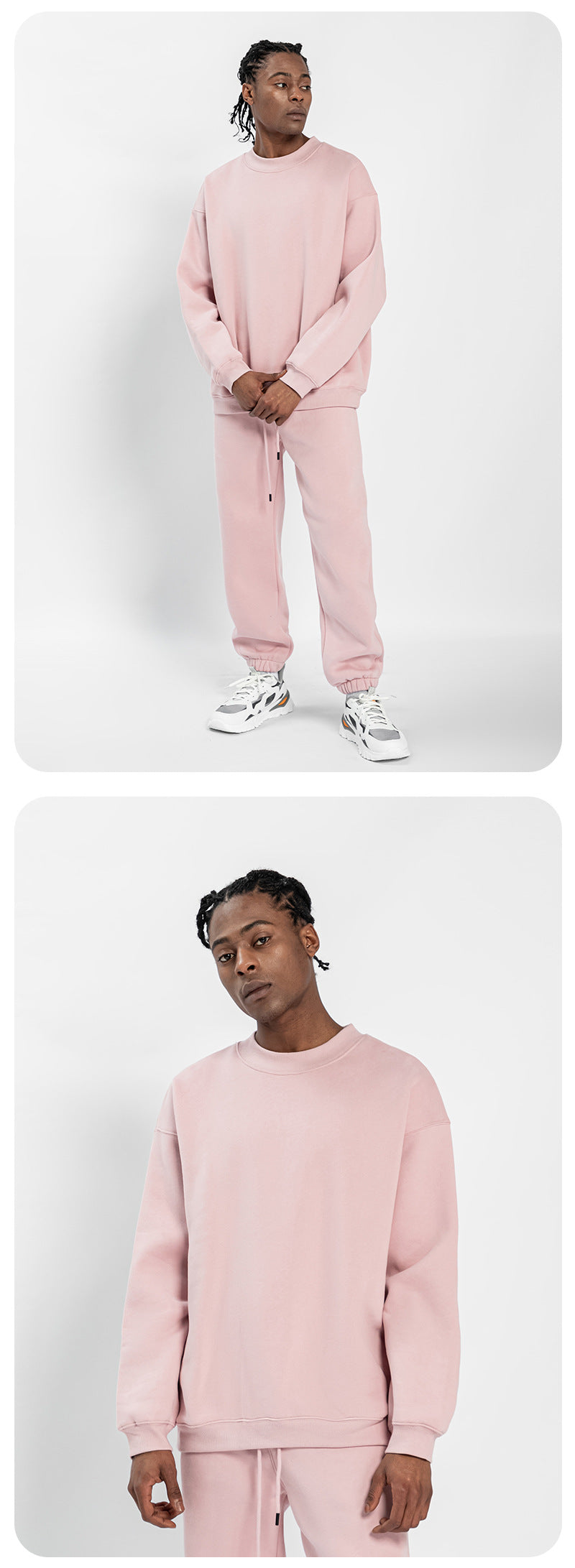 Cai Xiang Island Men's Clothing | Autumn and Winter 350g Dopamine Fleece Oversized Loose Trendy Brand Men's Sweatshirt and Pants Set