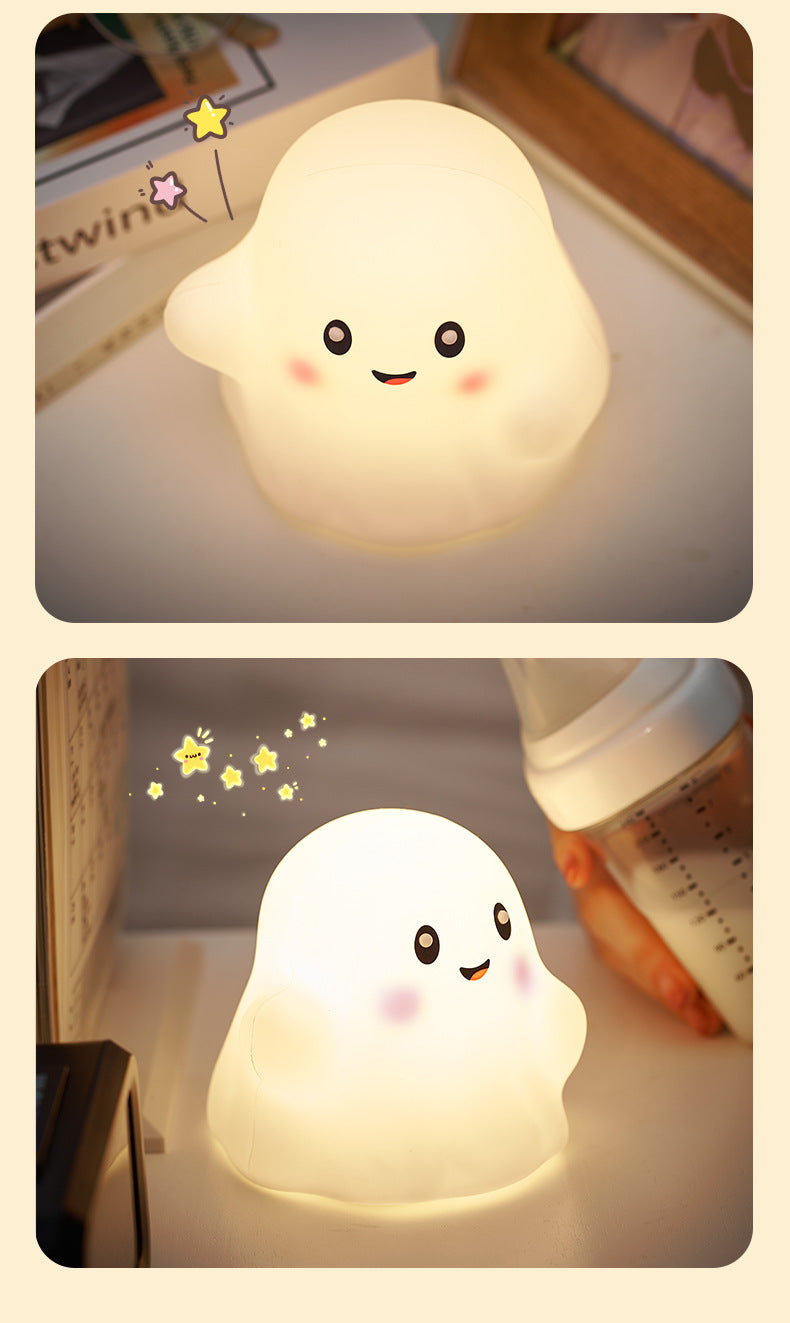 Halloween Little Ghost Night Light Silicone Tap Lamp Small Bedside Lamp Atmosphere Lamp Wholesale Holiday Atmosphere Lamp