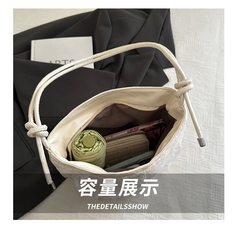 High-Looking and Large-Capacity Women's Small Square Bag 2025 Summer New Fashion Cute Lace Armpit Bag Commuter Shoulder Bag