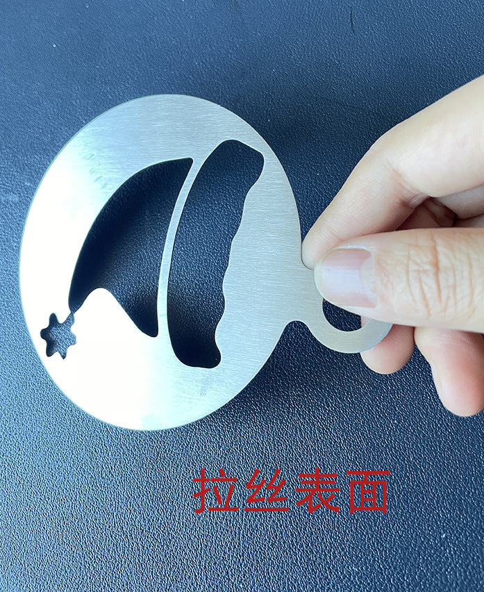 Factory Direct sales Christmas creative stainless steel coffee Garland piece mold portable coffee milk bubble spray flower printing template