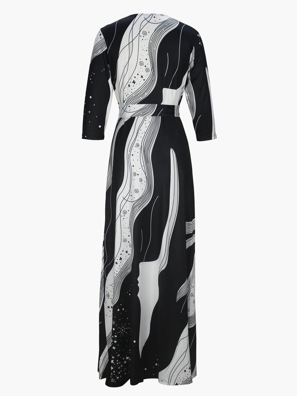 Cross-border Amazon Europe and the United States for Spring, Summer and Autumn Women's Fashion Elegant V-neck Middle Sleeve Casual Long dress