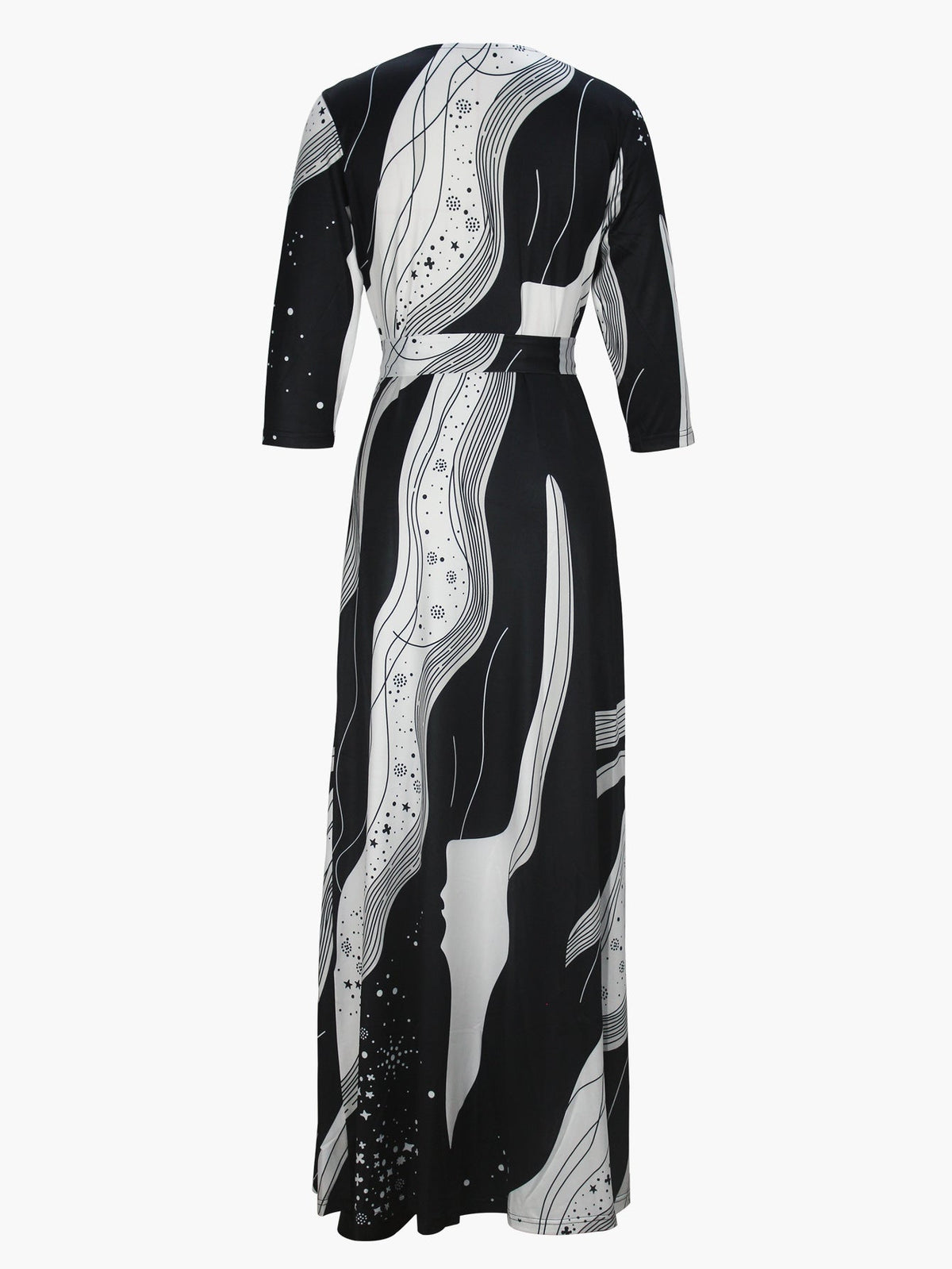 Cross-border Amazon Europe and the United States for Spring, Summer and Autumn Women's Fashion Elegant V-neck Middle Sleeve Casual Long dress