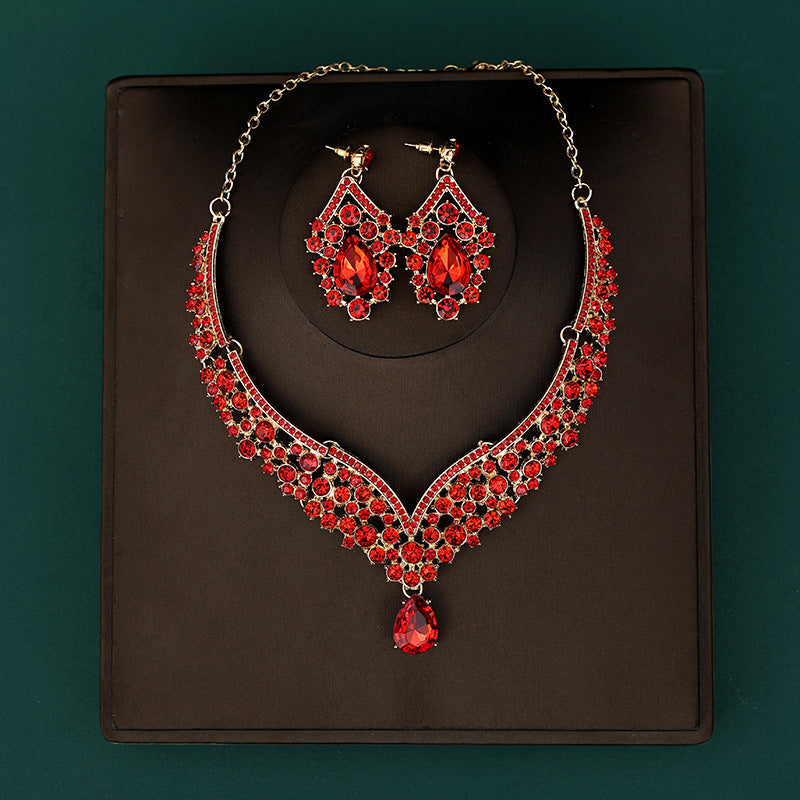 Korean Bride Necklace Earrings Two-piece Decorations Wedding Yarn Wedding Jewelry Wedding Accessories Dance Studio