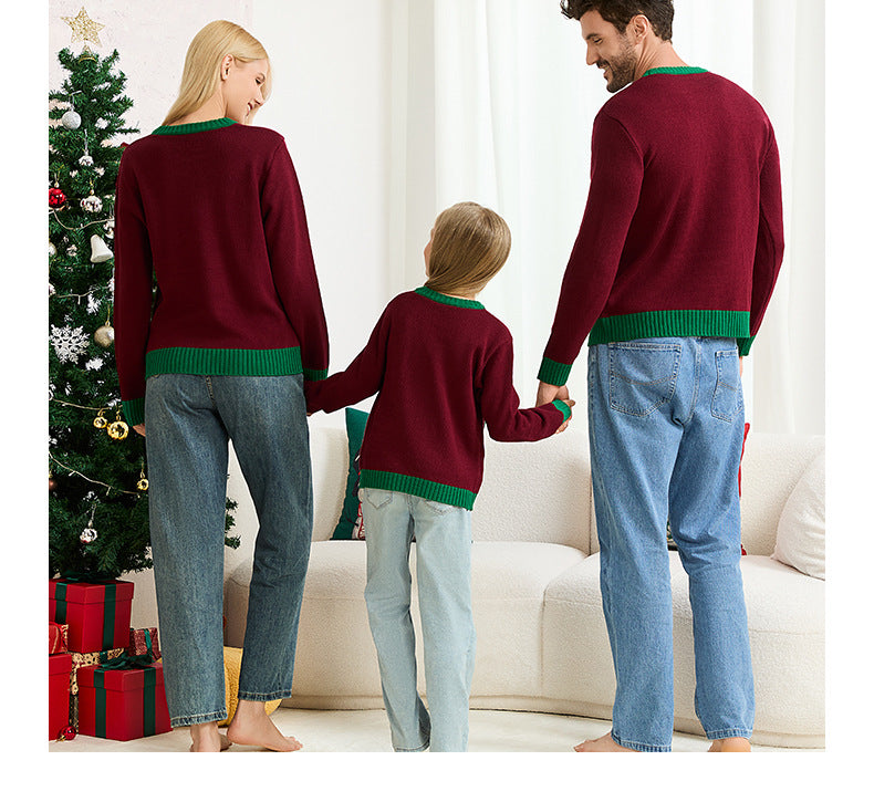 2025 New Cross-Border Hot-Selling Parent-Child Family Wear Christmas Sweater Knitwear Holiday Family Party Christmas Sweater