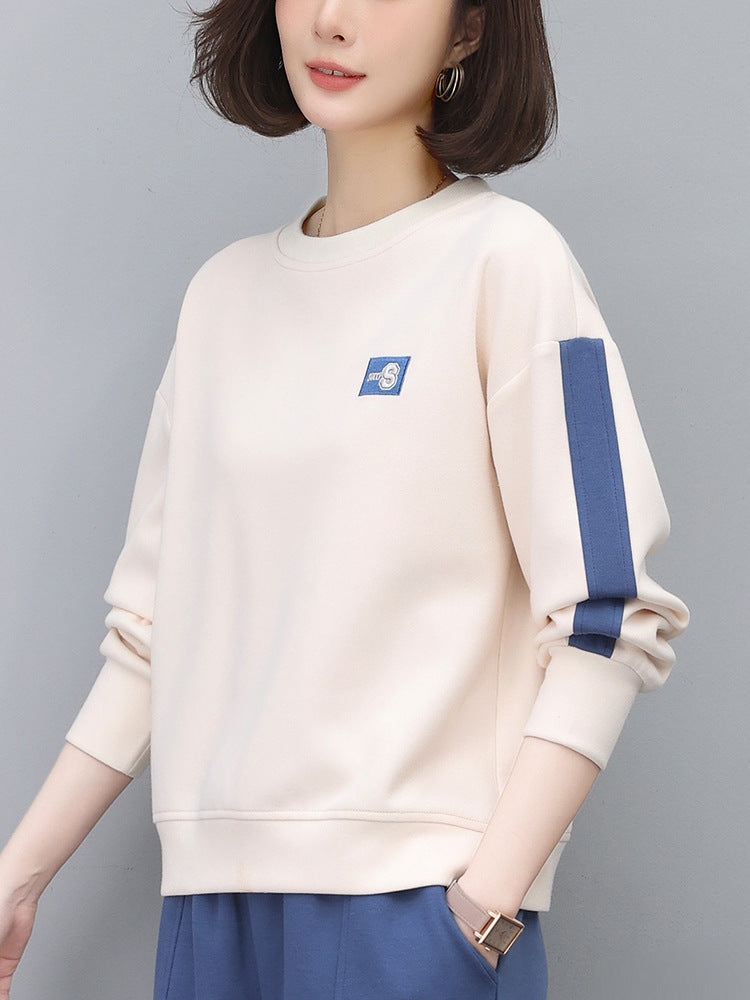 Round Neck Sweatshirt for Women 2024 Spring Small Hooded Sports Middle-Aged Mother Spring & Fall Tops Casual and Versatile