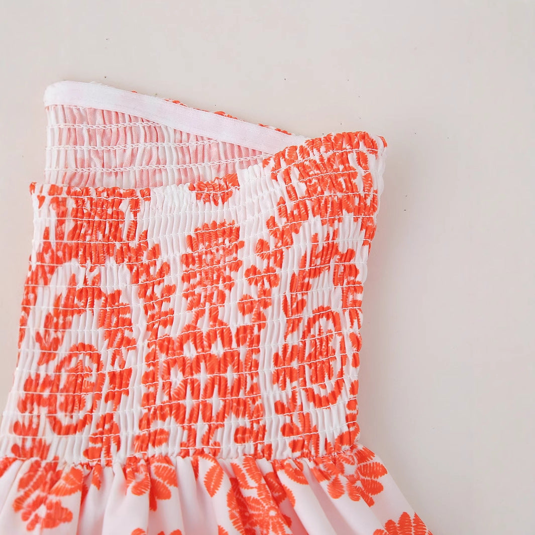 Printed Short Shirt Women's Elastic Waist Strapless Tube Top