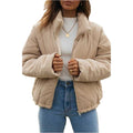 Women's Wadded Stand Collar Long Sleeve Corduroy Zipper Jacket