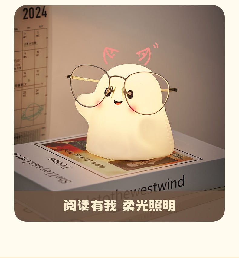 Halloween Little Ghost Night Light Silicone Tap Lamp Small Bedside Lamp Atmosphere Lamp Wholesale Holiday Atmosphere Lamp