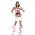 Christmas Costume Nightclub Party Hotel Ds Gogo Performance Costume Red and White Stripesd Photography Photo Costume with Foot Covers