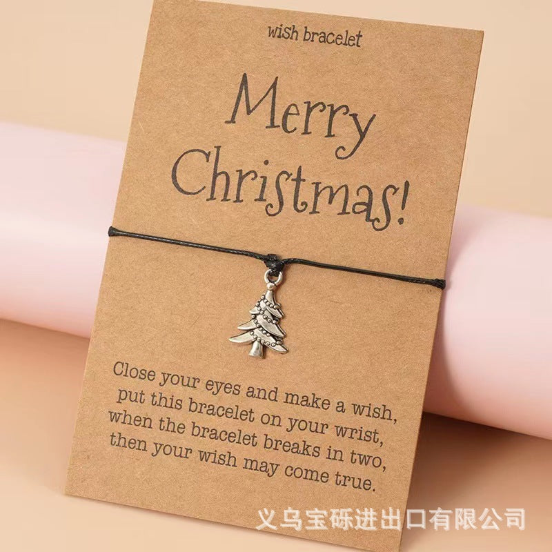 Cross-border exclusive bracelet European and American hot sale Christmas alloy Christmas series pendant adjustable hand-woven bracelet