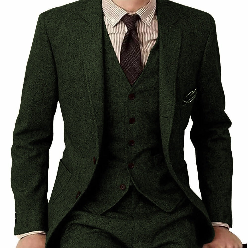 Men's Suit Three-piece Suit Fashion Woolen Suit