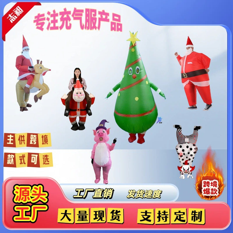 Cross-Border Hot Selling Christmas Tree Inflatable Suit Props Adult Christmas Tree Cosplay Holiday Costumes
