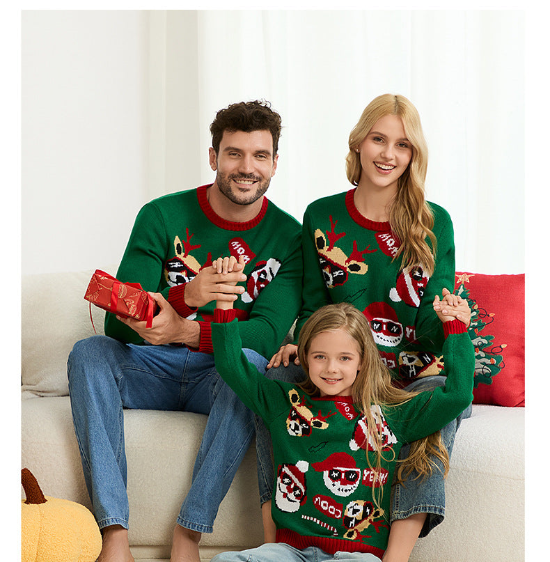 Amazon's New Christmas Sweater Parent-Child Suit European and American Style Christmas Family Knitted Sweater Ready for Sale