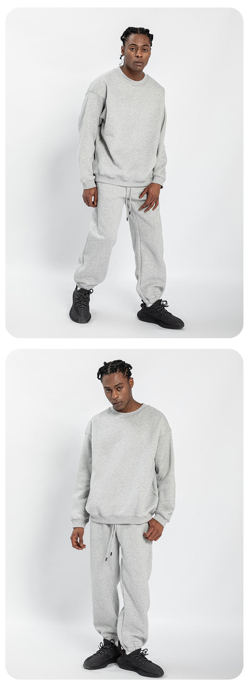 Cai Xiang Island Men's Clothing | Autumn and Winter 350g Dopamine Fleece Oversized Loose Trendy Brand Men's Sweatshirt and Pants Set