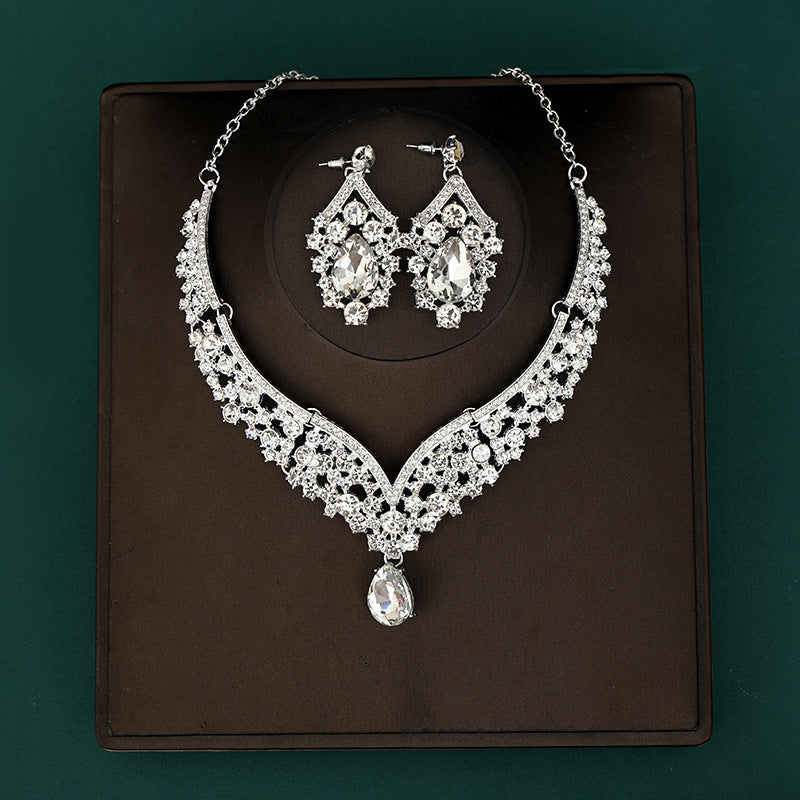 Korean Bride Necklace Earrings Two-piece Decorations Wedding Yarn Wedding Jewelry Wedding Accessories Dance Studio