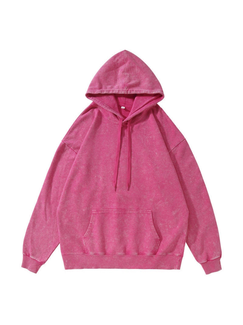 Trendy Brand Heavyweight Pure Cotton Terry 400g Washed Distressed Crew Neck Sweatshirt Hoodie Retro Sweatshirt with Printed Logo