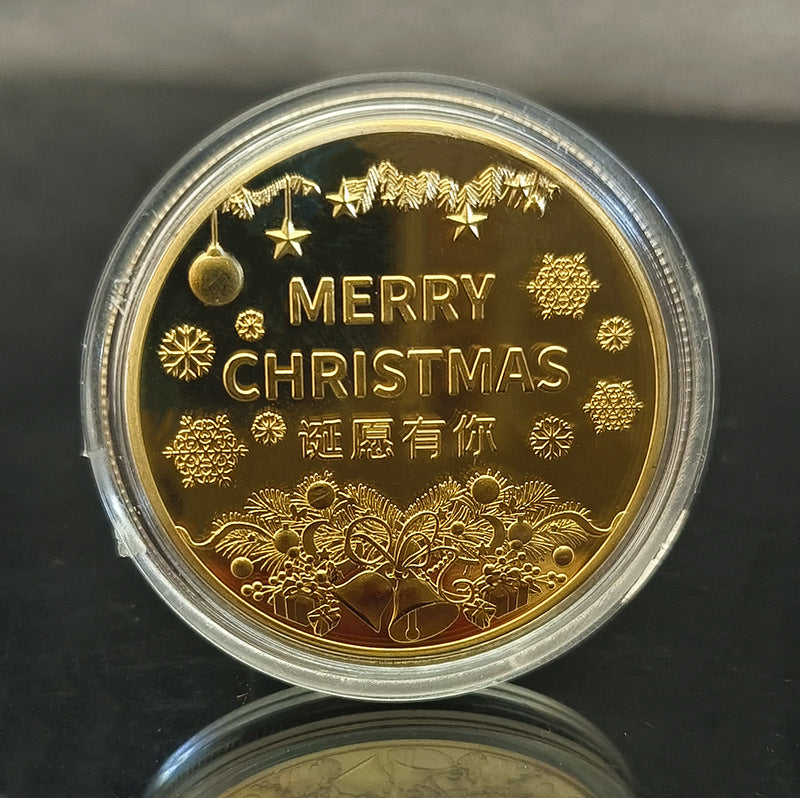 Christmas Eve Commemorative Coins Santa Claus Commemorative Coins Color Printing Commemorative Medals Europe and the United States Western Holiday Christmas Gifts