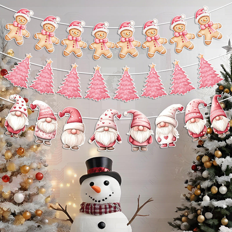 Amazon New Product Party Supplies Christmas Flag Set Christmas Garland Banner Venue Decoration