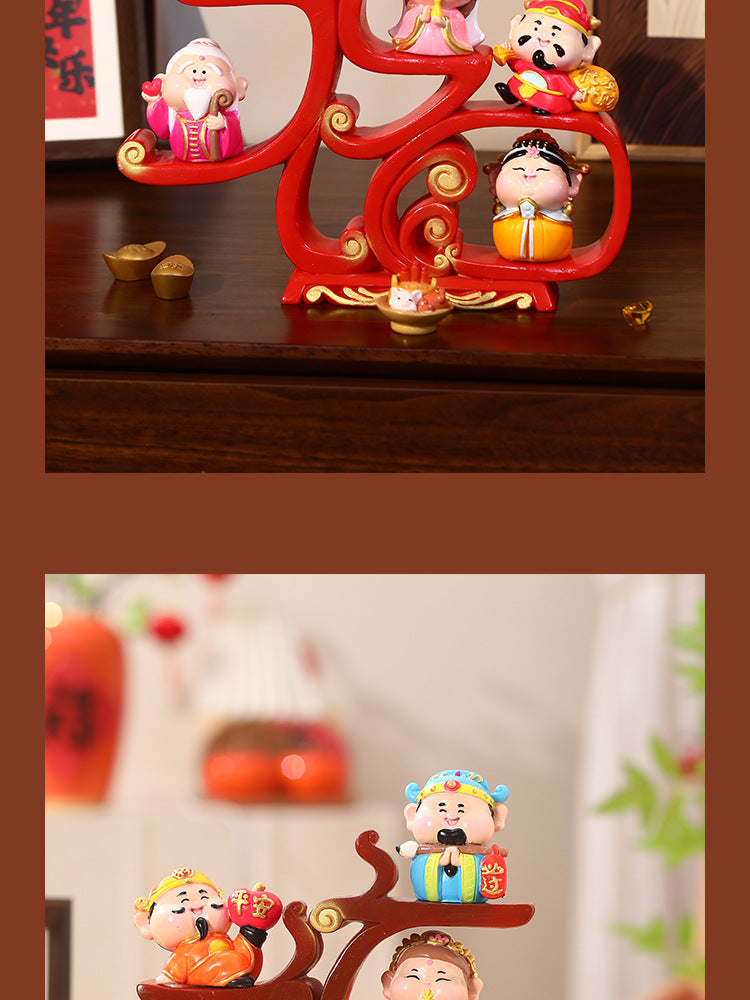 Fuxing Linmen God of Wealth Decoration Office Home Living Room Decorations Hallway Opening Housewarming Gift