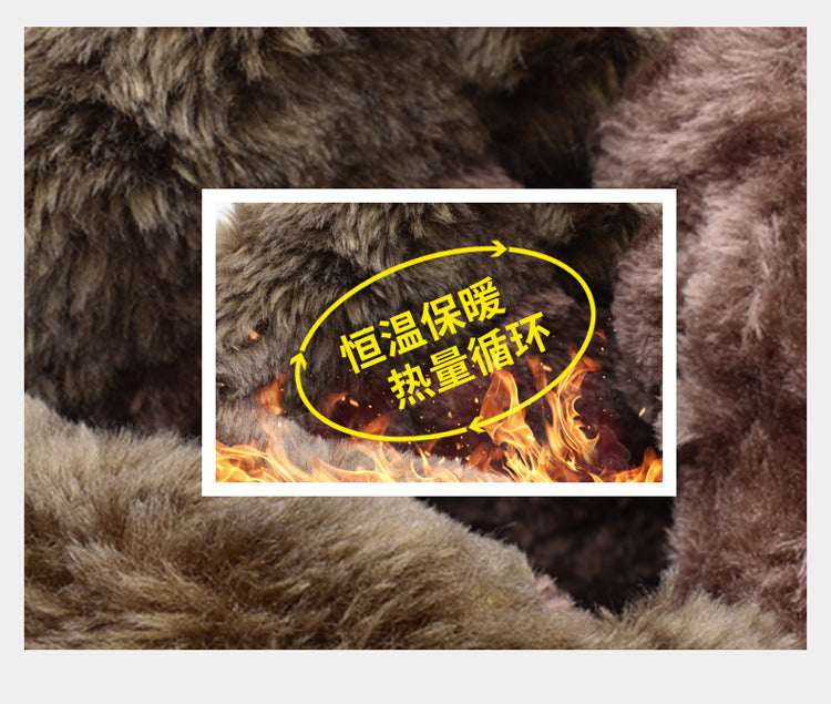 Cross-Border Winter New Cotton Shoes Men's Fur Integrated Snow Boots Outdoor Sports Hiking Boots Fleece-Lined Warm Men's Shoes 47