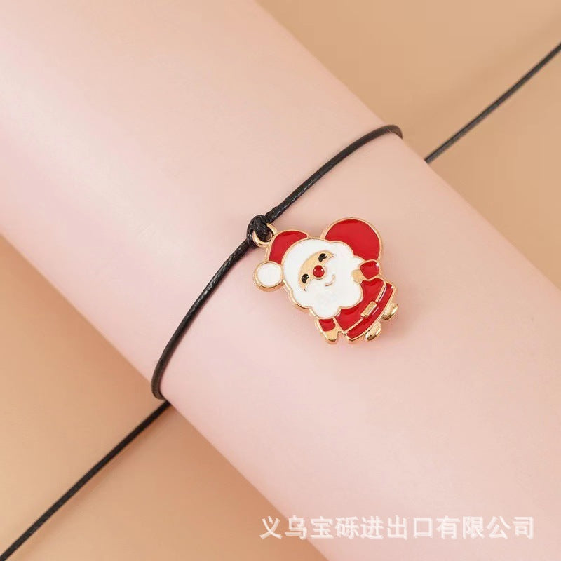 Cross-border exclusive bracelet European and American hot sale Christmas alloy Christmas series pendant adjustable hand-woven bracelet