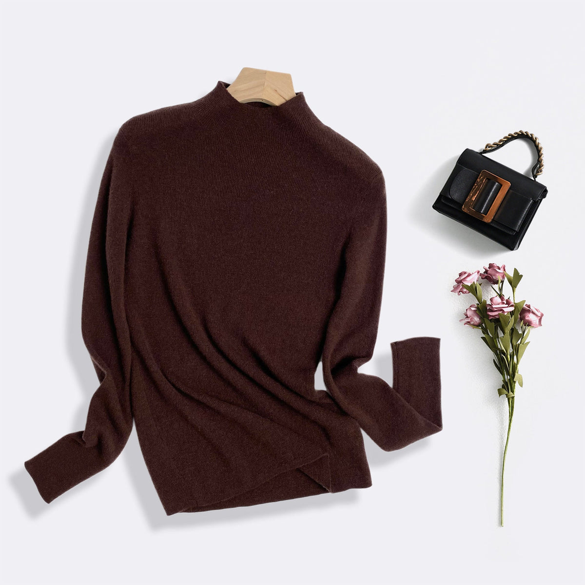 Machine Washable 100% Superfine Wool Sweater for Women Autumn and Winter New Loose Half Turtleneck Knitted Bottoming Sweater for Women