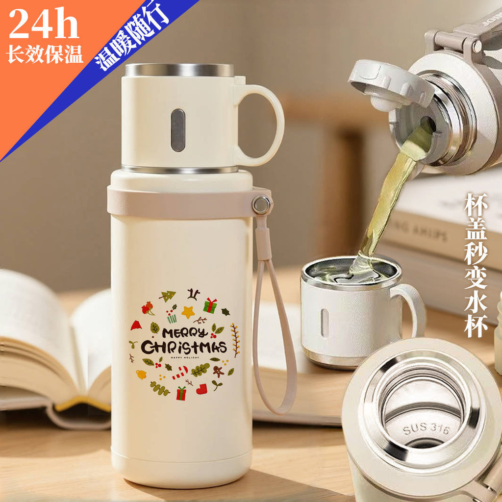 Foreign Trade Christmas Gift Thermos Cup, Large Capacity Water Bottle, Outdoor Sports Water Bottle, Cold-Keeping Ice Cup, Customizable