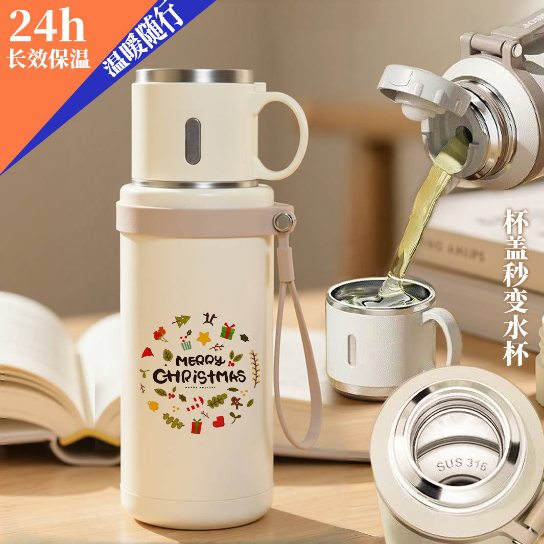 Foreign Trade Christmas Gift Thermos Cup, Large Capacity Water Bottle, Outdoor Sports Water Bottle, Cold-Keeping Ice Cup, Customizable
