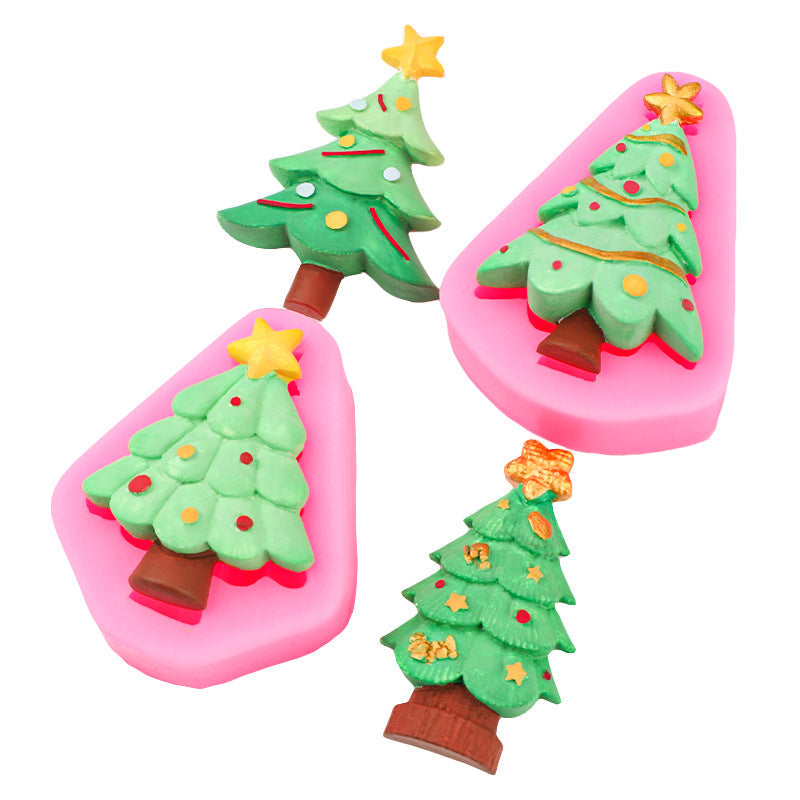 Christmas Tree Chocolate Silicone Mold Christmas Decoration Flip Cake Mold Pine Tree Christmas Tree Cookie Baking Mold
