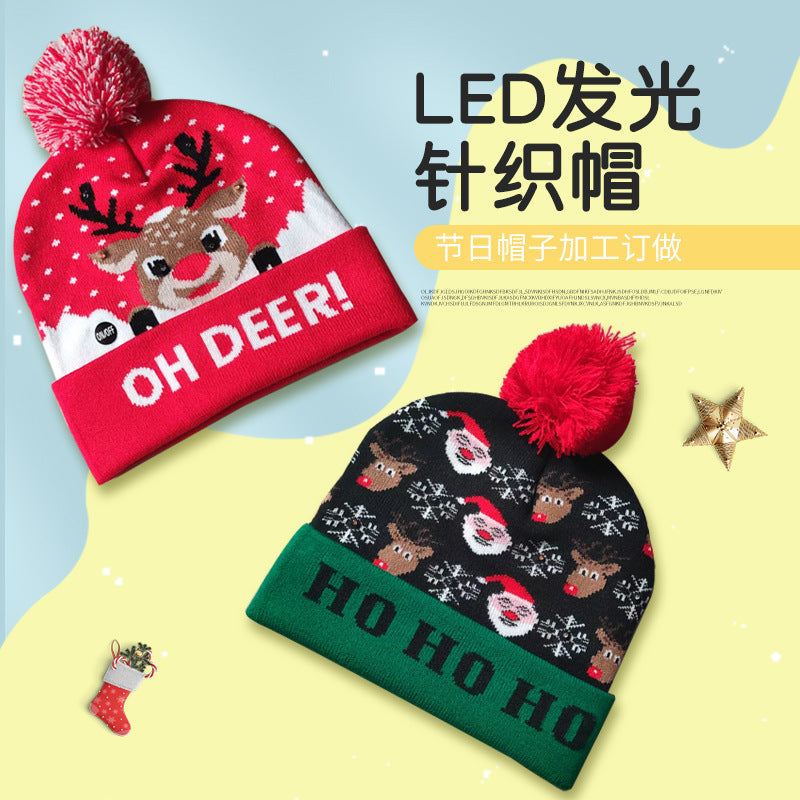 Korean Internet Celebrity Style Snowflake Christmas Hat, Warm and Cold-Proof Women's Knitted Hat with Pom-Pom, Ear-Protecting Yarn Hat, Light Luxury Style