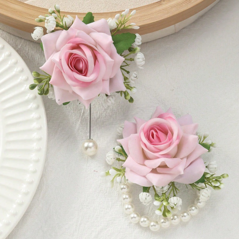 Amazon cross-border new rose wrist flower corsage bridesmaid sister group decorative flower forest wrist flower manufacturers