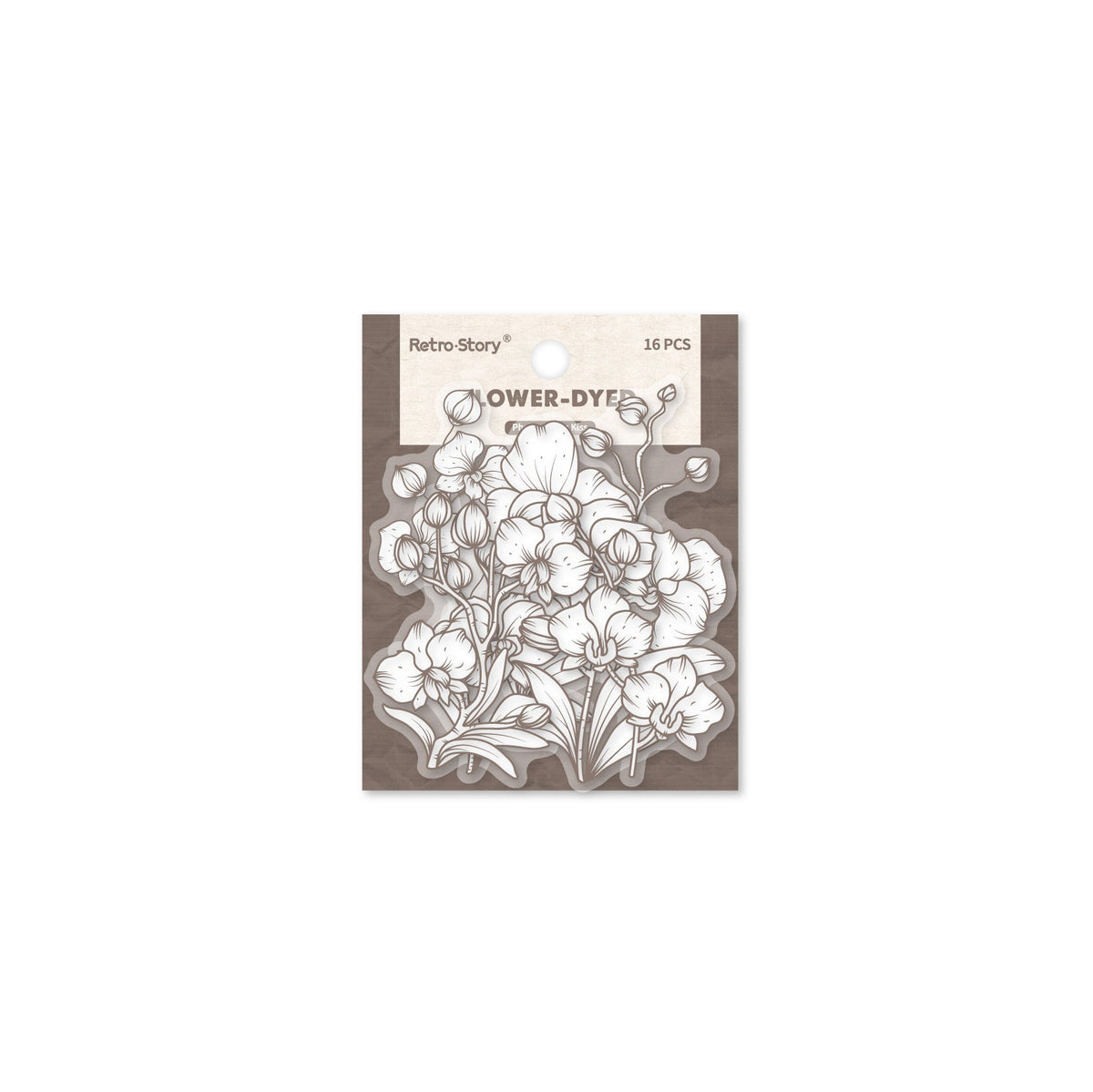 Retrostory Flower Dyeing Series Pet Sticker Pack 16 Pieces into Retro Flower Handbook DIY Material Decorative Stickers