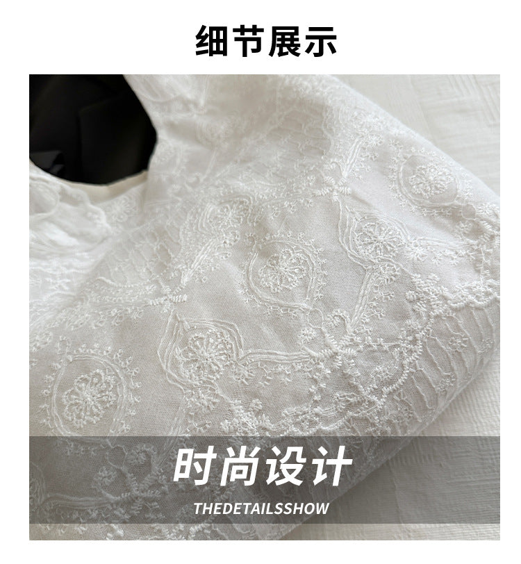 Korean Style Small Fresh Lace Flower Canvas Bag 2025 New Large Capacity Commuter Lazy Style Single Shoulder Large Tote Bag