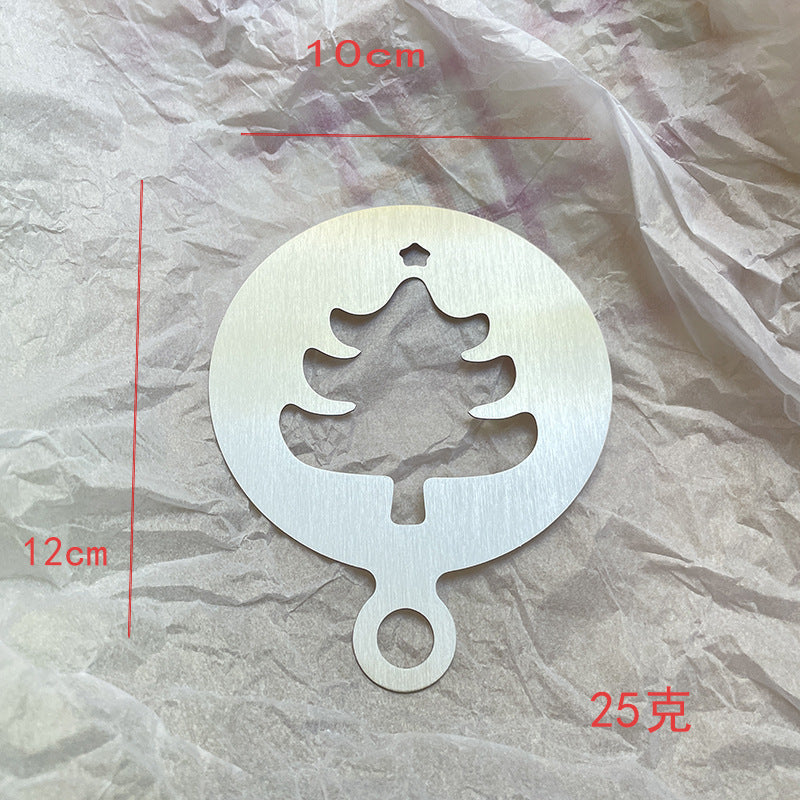 Factory Direct sales Christmas creative stainless steel coffee Garland piece mold portable coffee milk bubble spray flower printing template