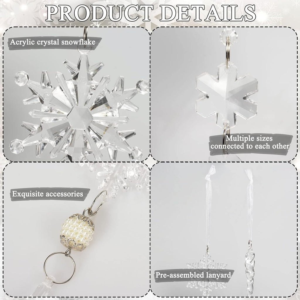 18Pcs Christmas Tree Decoration Crystal Christmas Decorations Hanging Acrylic Snowflakes and Icicles Christmas Tree Pendants