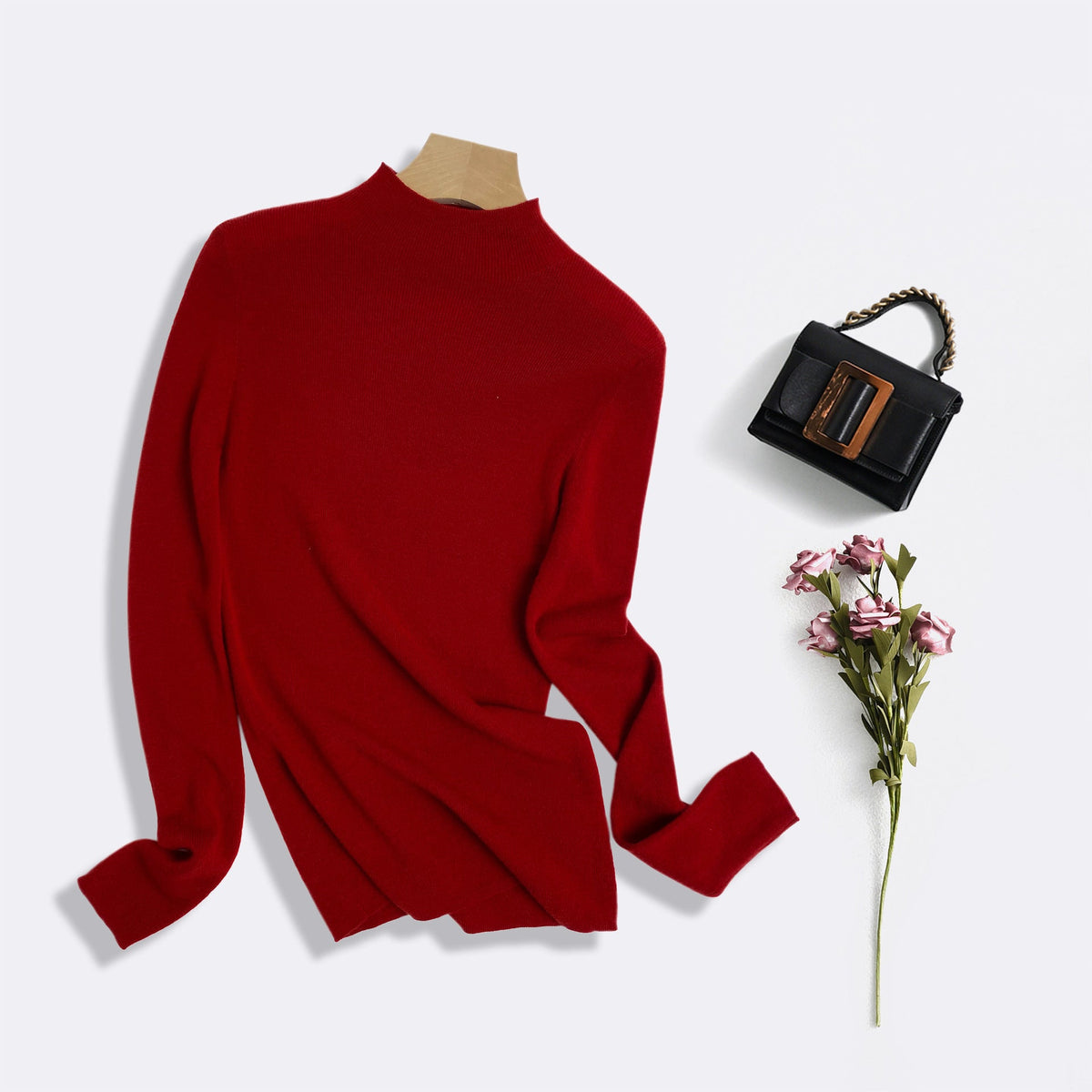 Machine Washable 100% Superfine Wool Sweater for Women Autumn and Winter New Loose Half Turtleneck Knitted Bottoming Sweater for Women
