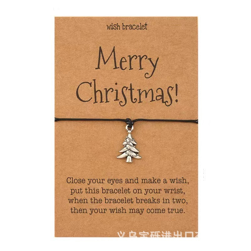 Cross-border exclusive bracelet European and American hot sale Christmas alloy Christmas series pendant adjustable hand-woven bracelet