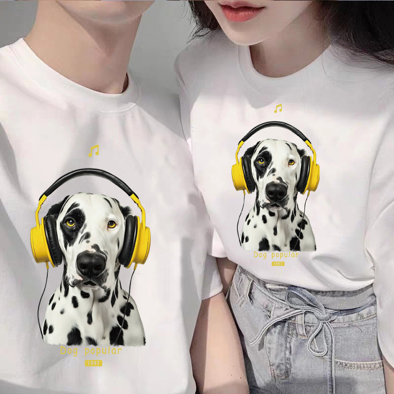Cross-Border Short-Sleeved T-Shirts for Boys and Girls Hong Kong Style Casual Cartoon Hip-Hop Pet Dog Tops Summer Half-Sleeved Versatile Tops