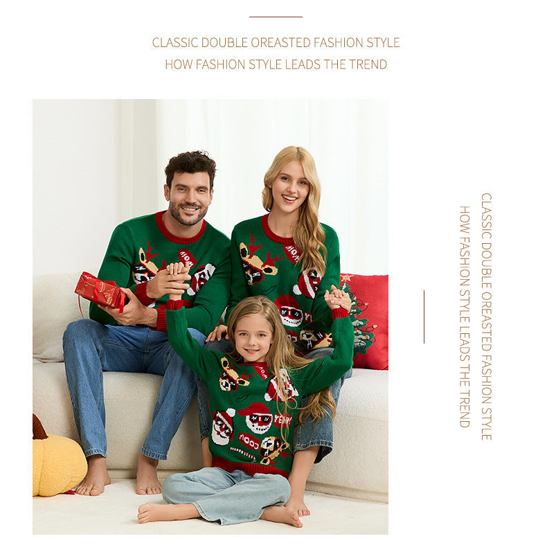 Amazon's New Christmas Sweater Parent-Child Suit European and American Style Christmas Family Knitted Sweater Ready for Sale