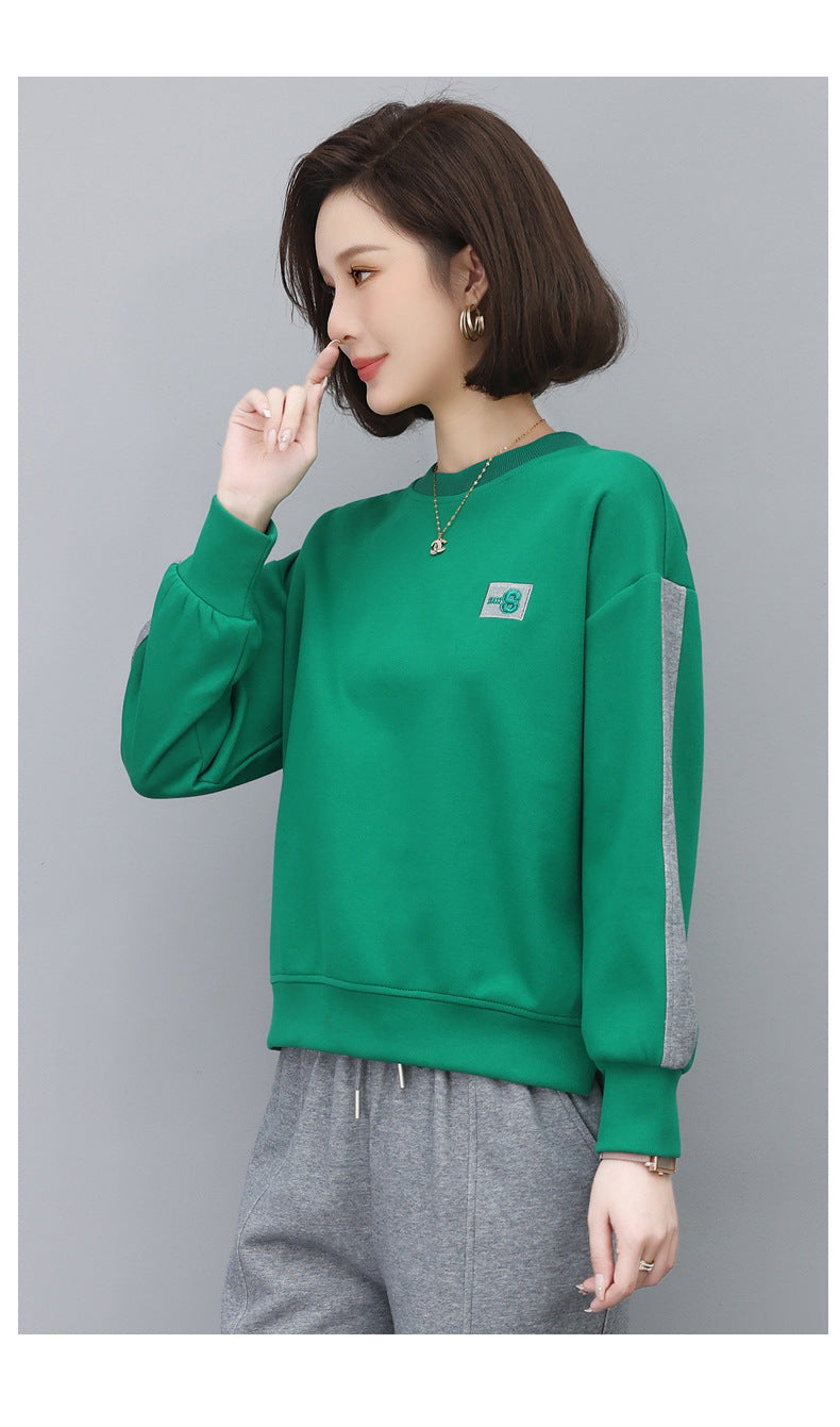 Round Neck Sweatshirt for Women 2024 Spring Small Hooded Sports Middle-Aged Mother Spring & Fall Tops Casual and Versatile