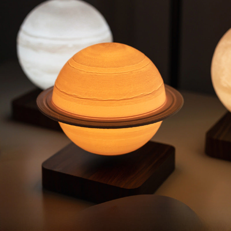 Levitating Saturn Lamp – 18 cm Dimmable Table Light