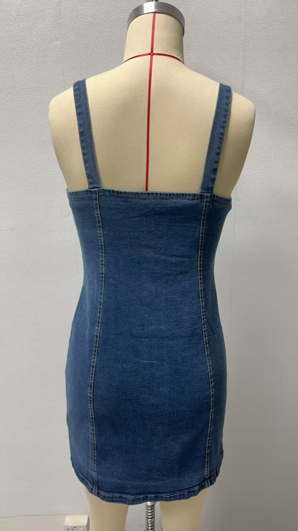 2025 Summer New European and American Cross-border Women's Buckle Decorations Long Denim Sling Fashion dress in stock