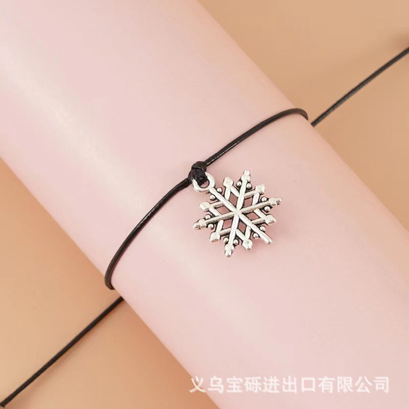 Cross-border exclusive bracelet European and American hot sale Christmas alloy Christmas series pendant adjustable hand-woven bracelet