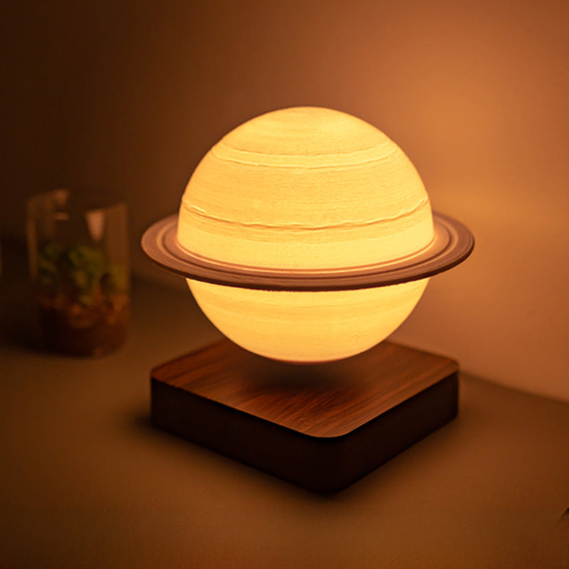 Levitating Saturn Lamp – 18 cm Dimmable Table Light