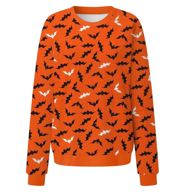 Foreign Trade Cross-border Autumn and Winter New Halloween 3D Digital Printing European and American Women's Crewneck Casual Long Sleeve Sweatshirt