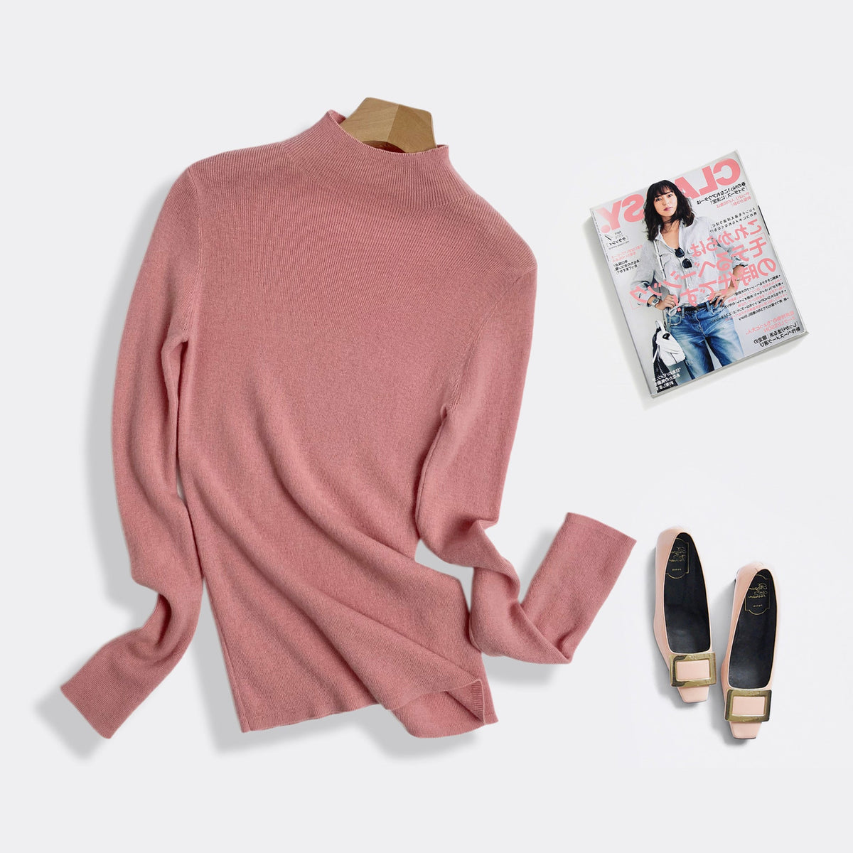 Machine Washable 100% Superfine Wool Sweater for Women Autumn and Winter New Loose Half Turtleneck Knitted Bottoming Sweater for Women