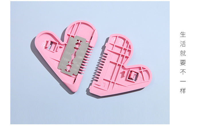 Heart Double-Sided Hair Comb Hair Trimming Knife Self-Service Trimming Bangs Scissors Thinning Hair Removal Tip Split Ends Beauty Tool
